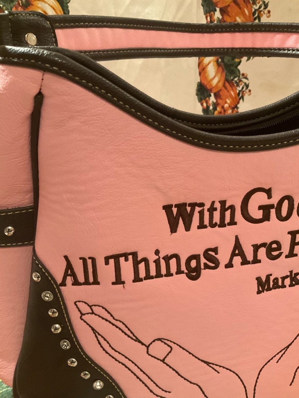Montana West Pink and Brown Shoulder Bag - With God All Things Are Possible - Picture 11 of 12